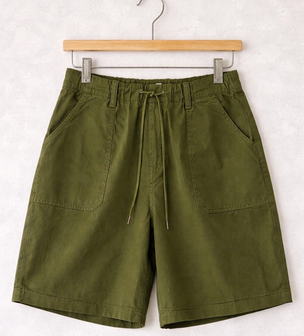 By Anthropologie Long Baggy Shorts Women Small Olive Green Utility Drawstring